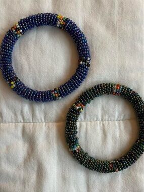 Multicoloured Beaded Bangle Bracelets Set